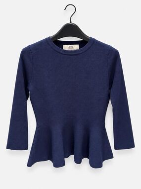 Love Bonito Long Sleeve Navy Peplum Top -